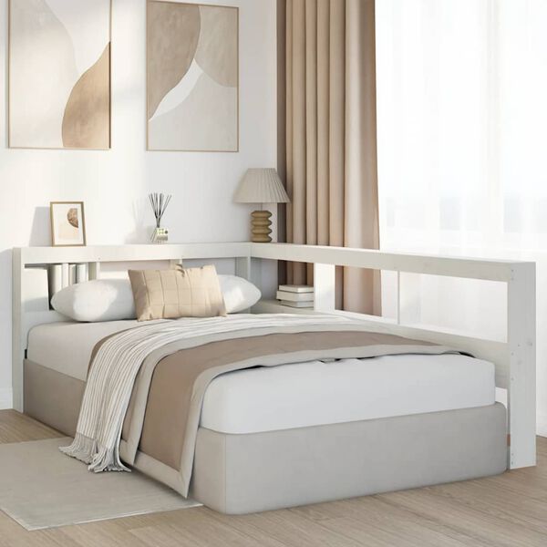 vidaXL Regał na książki z zagł&oacute;wkiem, białe, 120 cm, sosnowe