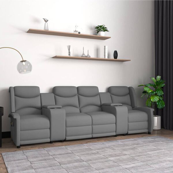 vidaXL Rozkładany fotel masujący z uchwytem, 4-os., jasnoszary