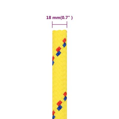 vidaXL Linka żeglarska, żółta, 18 mm, 25 m, polipropylen