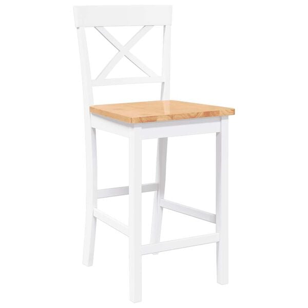 vidaXL Hokery barowe 2 szt. Białe lite drewno gumowe