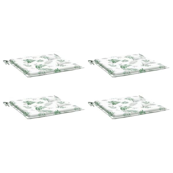 vidaXL Poduszki na krzesła, 4 szt., wz&oacute;r w liście, 50x50x4 cm, tkanina