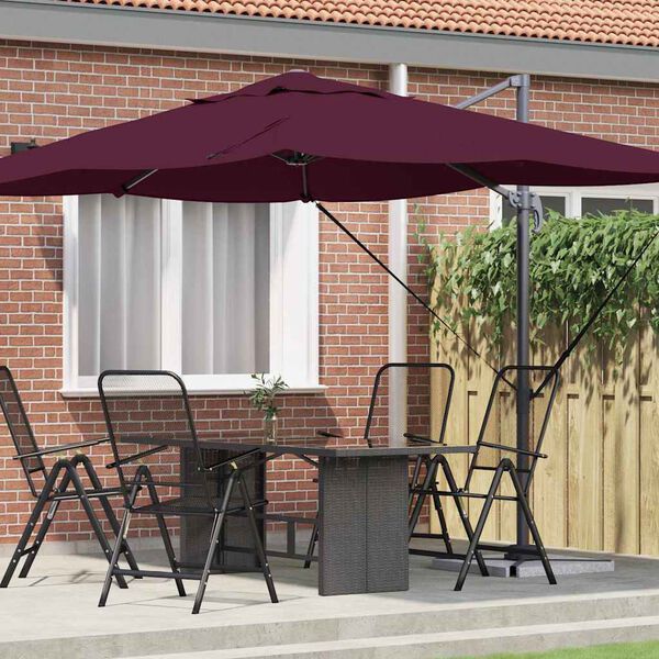 vidaXL Parasol plażowy Bordeaux Czerwony 351 x 250 x 260 cm