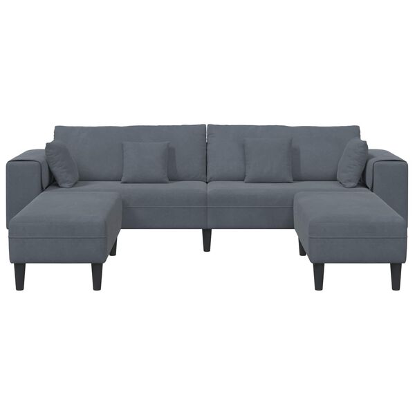 vidaXL Sofa z poduszką 3 pcs Ciemnoszary Aksamit