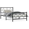 vidaXL Metalowa rama ł&oacute;żka z wezgłowiem i zan&oacute;żkiem, czarna, 107x203cm