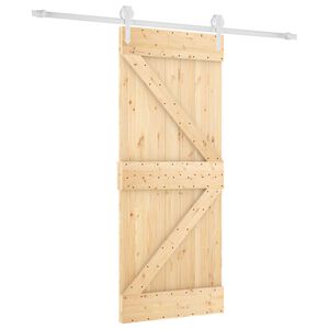 vidaXL Drzwi przesuwne 85 x 210 cm Lite Drewno Sosnowe (Nieobrobione)