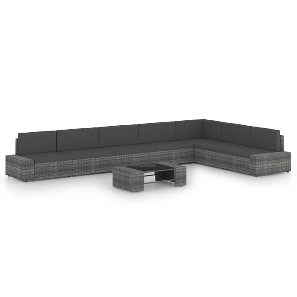 vidaXL 8-cz. ogrodowy zestaw wypoczynkowy, poduszki, szary rattan PE