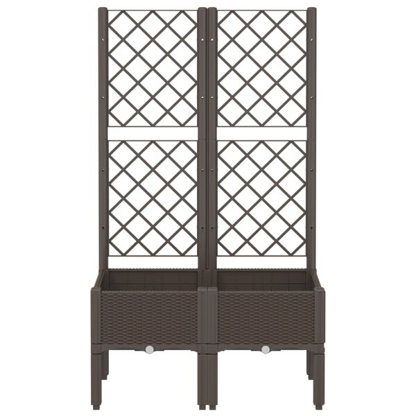 vidaXL Donica ogrodowa z kratką, brązowa, 80x40x142 cm, PP