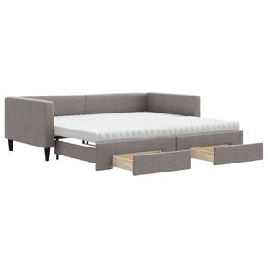 vidaXL Sofa rozsuwana z szufladami, taupe, 100x200 cm, tkanina