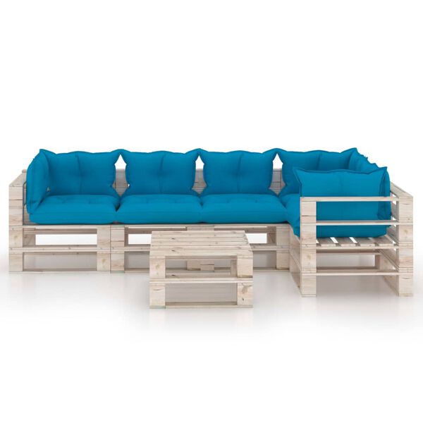 vidaXL 6-cz. zestaw wypoczynkowy z palet, z poduszkami, drewno sosnowe