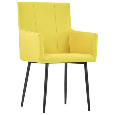 vidaXL Krzesła stołowe z podłokietnikami, 4 szt., żółte, obite tkaniną