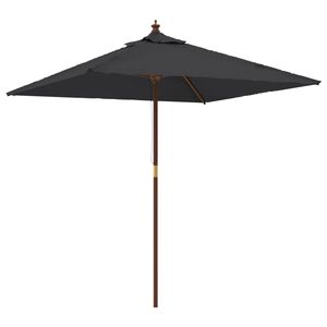 vidaXL Parasol ogrodowy na drewnianym słupku, czarny, 198x198x231 cm