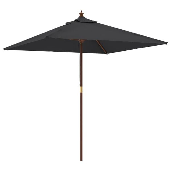 vidaXL Parasol ogrodowy na drewnianym słupku, czarny, 198x198x231 cm