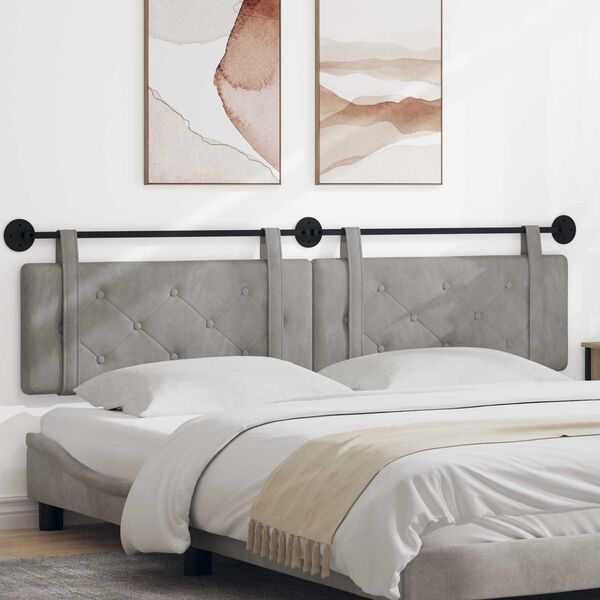 vidaXL Wisząca Głowa Jasnoszary 210 x 55 x 5 cm Aksamit