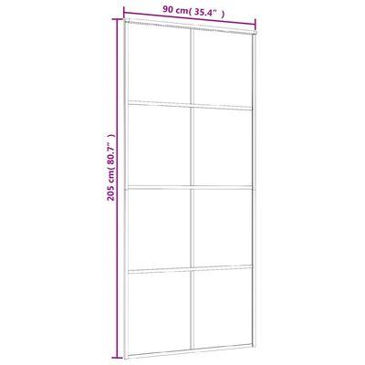 vidaXL Drzwi przesuwne, czarne, 90x205 cm, szkło ESG i aluminium