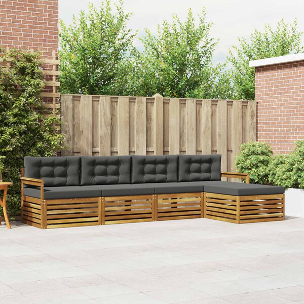 vidaXL Zestaw sof na zewnątrz z poduszką 5 pcs Naturalny i Antracytowy