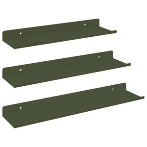 vidaXL P&oacute;łka wisząca 3 pcs Zielony oliwkowy 40 x 9 x 2,5 cm Stal