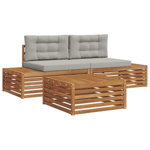 vidaXL Zestaw sof na zewnątrz 3 Sztuka Naturalny i Jasny Szary