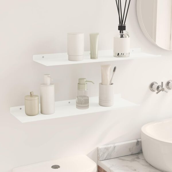 vidaXL P&oacute;łka wisząca 2 pcs Biały 60 x 18 x 2,5 cm Stal