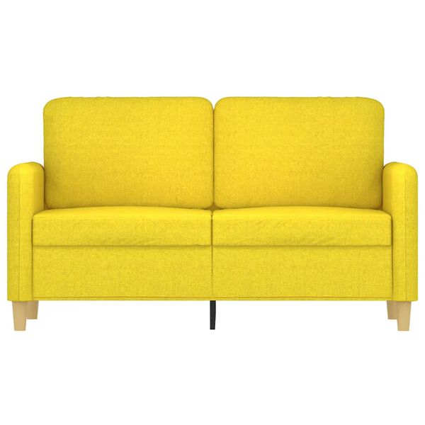 vidaXL Sofa 2-osobowa, jasnoż&oacute;łta, 120 cm, tapicerowana tkaniną
