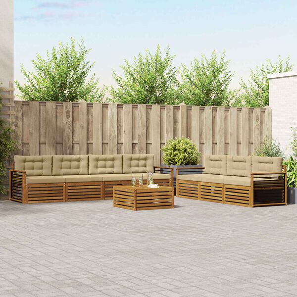 vidaXL Zestaw sof na zewnątrz z poduszką 8 pcs Naturalny i Beżowy