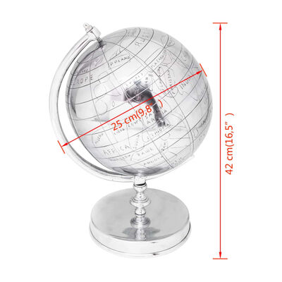 vidaXL Globus z podstawką, aluminium, srebrny, 42 cm