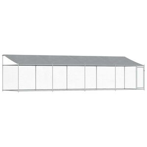 vidaXL Klatka dla psa, z dachem i drzwiami, szara, 8x2x2 m, stal