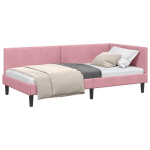 vidaXL Rama ł&oacute;żka narożnego Z zagł&oacute;wkiem R&oacute;żowy 80 cm x 200 cm Aksamit