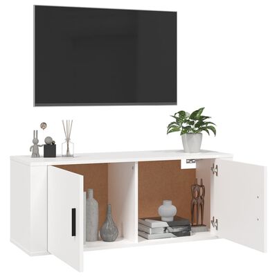 vidaXL Wisząca szafka telewizyjna, biała, 100x34,5x40 cm