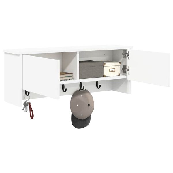 vidaXL Wieszak na płaszcze montowany na ścianie Biały 80 x 20 x 30 cm