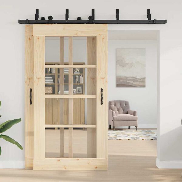 vidaXL System do montażu drzwi przesuwnych, 213,5 cm, stal, czarny