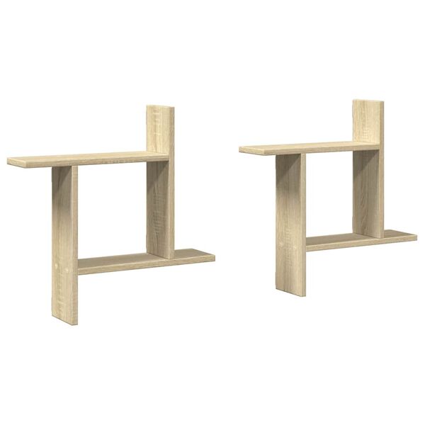 vidaXL P&oacute;łki ścienne, 2 szt., dąb sonoma, 50x12x50 cm