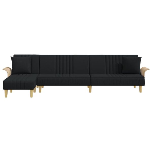 vidaXL Sofa rozkładana L, czarna, 279x140x70 cm, tkanina