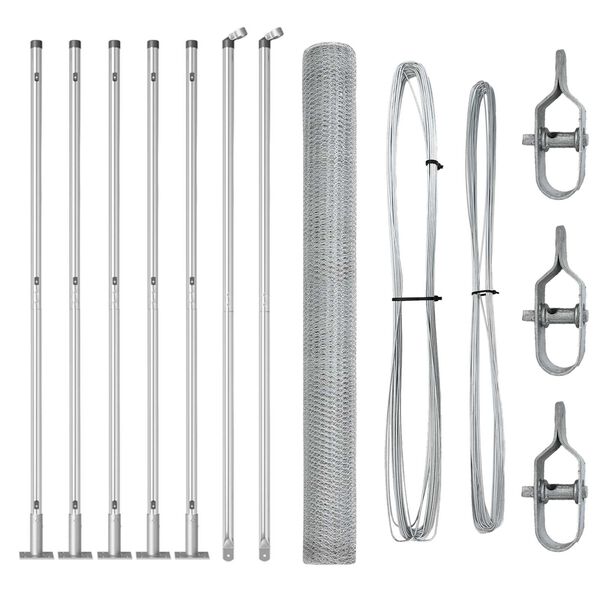vidaXL Słupek ogrodzeniowy. Srebrny 10 x 1,5 m (siatka 25 mm) Stal