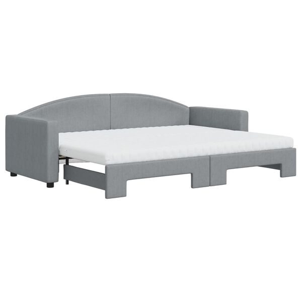 vidaXL Sofa rozsuwana z materacami, jasnoszara, 80x200 cm, tkanina