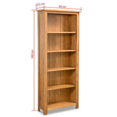 vidaXL Regał na książki z 5 półkami, 60 x 22,5 x 140 cm, drewno dębowe