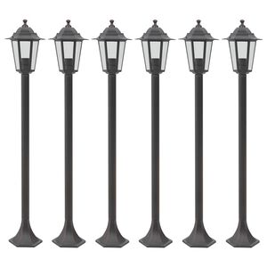 vidaXL Lampy ogrodowe, 110 cm, E27, aluminium, 6 szt., brązowe