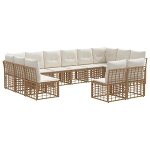 vidaXL Zestaw sof na zewnątrz 6 pcs Naturalny i Kremowy Biały