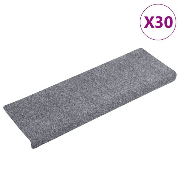 vidaXL Maty na schody samoprzylepne 30 szt. 65x21x4 cm Jasnoszary prostokątny brzeg
