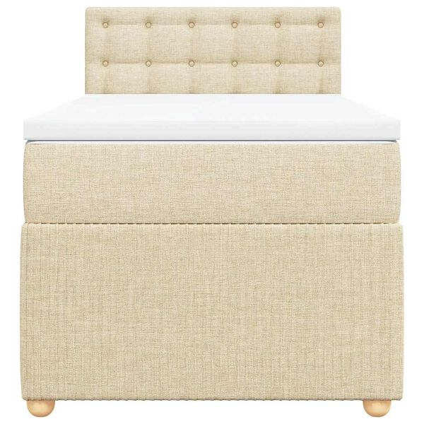 vidaXL Łóżko kontynentalne z materacem, kremowe, tkanina, 80x200 cm