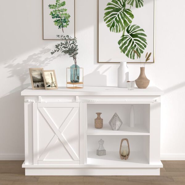 vidaXL System drzwi przesuwnych do mebli, stal węglowa, biały, 122 cm