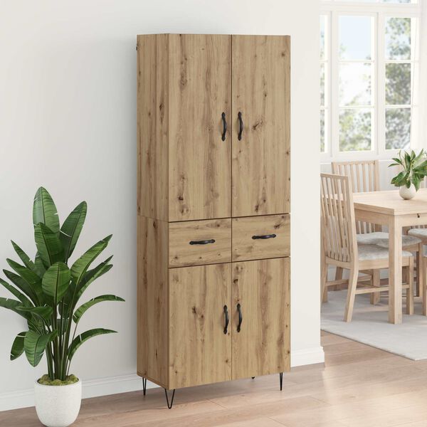 vidaXL Highboard 2 pcs Dąb rzemieślniczy Drewno inżynieryjne i szkło