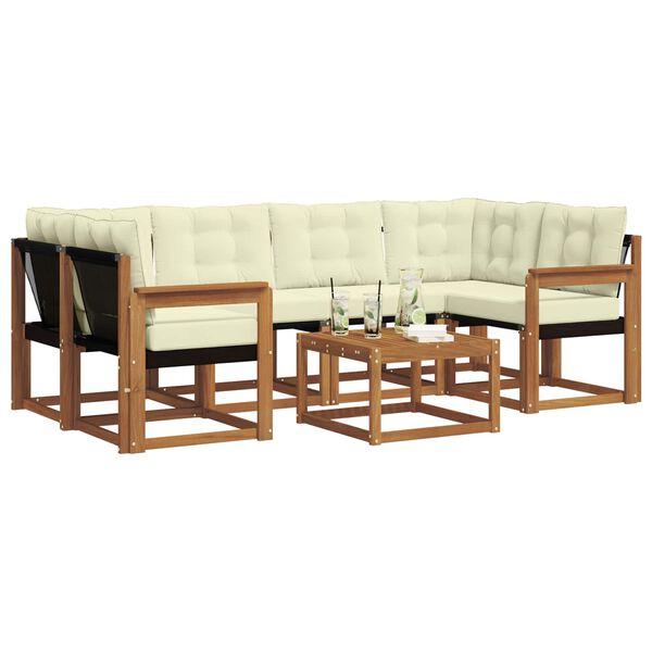 vidaXL Zestaw sof na zewnątrz z poduszką 7 pcs Naturalny i Kremowy