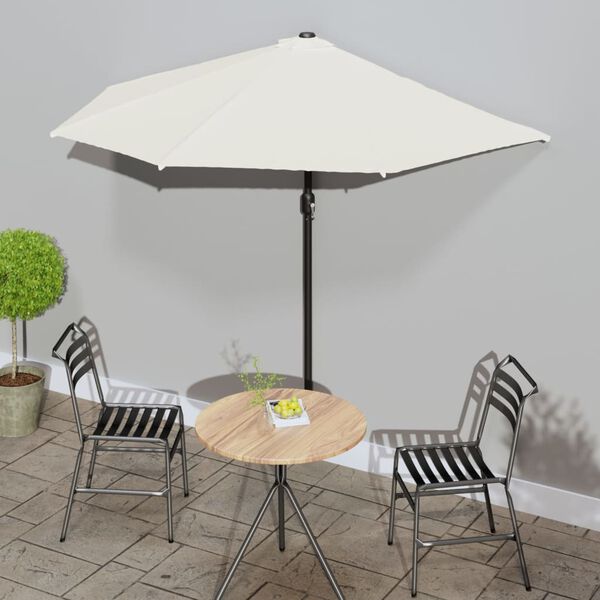 vidaXL Półparasol balkonowy na słupku z aluminium, 270x144cm, piaskowy