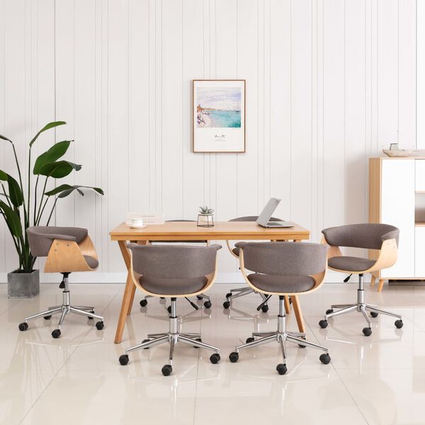 vidaXL Obrotowe krzesła do jadalni, 6 szt., taupe, tkanina