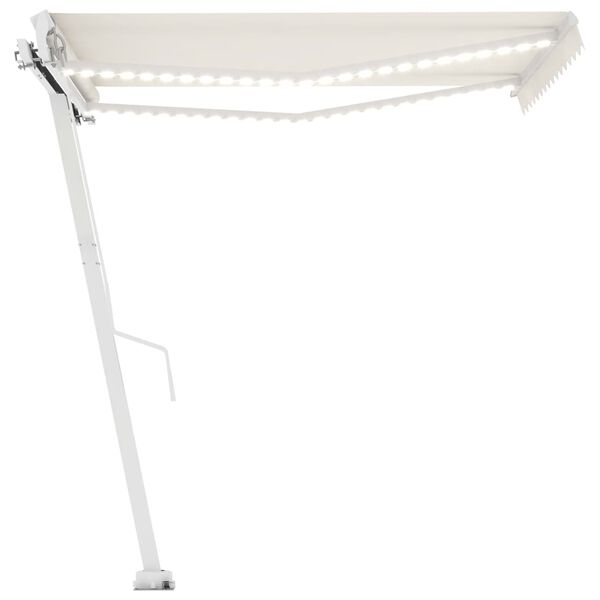 vidaXL Ręcznie zwijana markiza z LED, 350 x 250 cm, kremowa
