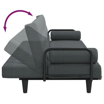 vidaXL Rozkładana kanapa z podłokietnikami, ciemnoszara, obita tkaniną