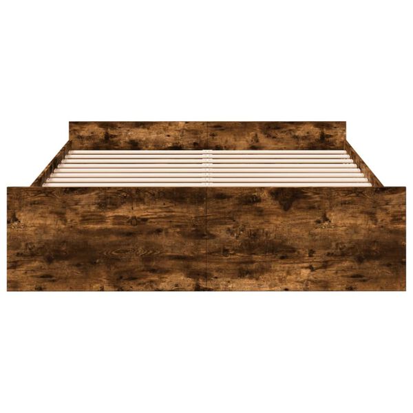 vidaXL Rama ł&oacute;żka z szufladami, przydymiony dąb, 150x200 cm