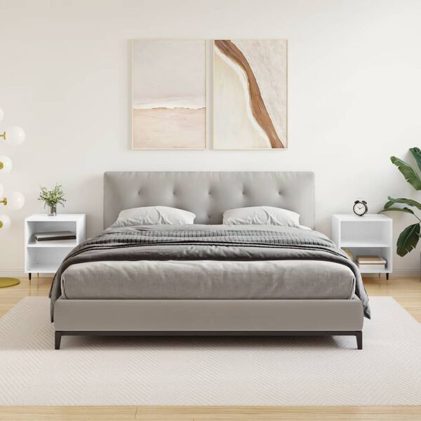 vidaXL Szafki nocne, 2 szt., wysoki połysk, białe, 40x30x50 cm