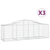 vidaXL Kosze gabionowe, 3 szt, 200x50x60/80 cm, galwanizowane żelazo