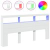 vidaXL Zagł&oacute;wek z p&oacute;łkami i oświetleniem LED, biały, 200x17x102 cm
